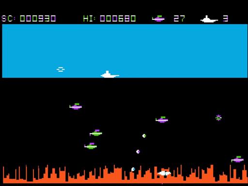 Screenshot of Depth Charge for Apple II